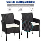 Costway Poltrona da pranzo in rattan per patio, con cuscino, in stile divano, colore nero