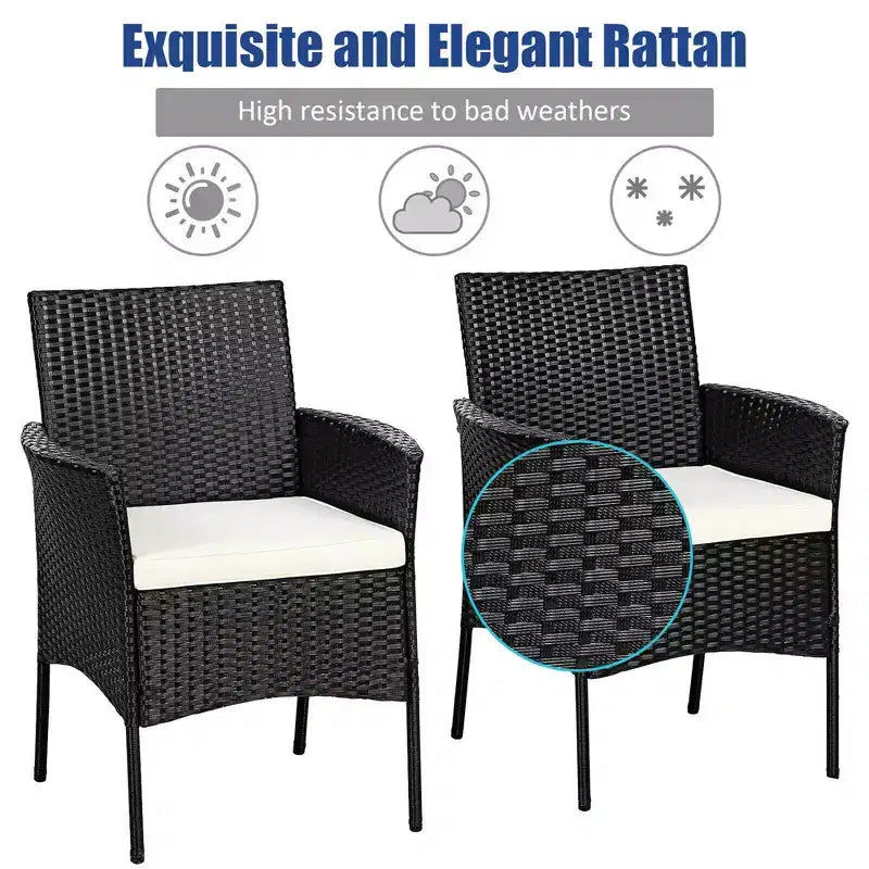 Costway Poltrona da pranzo in rattan per patio, con cuscino, in stile divano, colore nero
