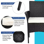 Costway Poltrona da pranzo in rattan per patio, con cuscino, in stile divano, colore nero