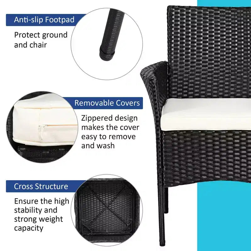 Costway Poltrona da pranzo in rattan per patio, con cuscino, in stile divano, colore nero