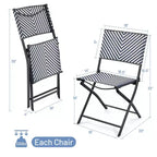 Costway Lot de 4 chaises de salle à manger pliantes en rotin pour patio, camping, jardin portable
