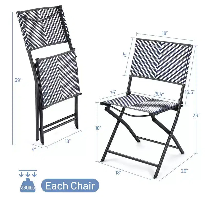 Costway Lot de 4 chaises de salle à manger pliantes en rotin pour patio, camping, jardin portable