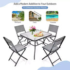 Costway Lot de 4 chaises de salle à manger pliantes en rotin pour patio, camping, jardin portable