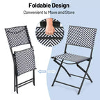 Costway Lot de 4 chaises de salle à manger pliantes en rotin pour patio, camping, jardin portable