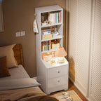 Comodino Semplice Bianco in Legno Naturale a 2 Cassetti