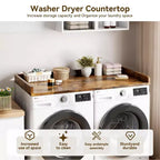 Comptoir pour lave-linge-sécheuse, dessus de machine à laver avec bord surélevé et tapis antidérapant pour le rangement des paniers à linge et l'organisation de la buanderie