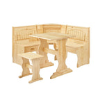 MUSEHOMEINC Set da Pranzo ad Angolo Nook in Stile Tradizionale a 3 Pezzi in Legno Massello con Panca Laterale, Set Tavolo Angolare con Contenitore Nascosto