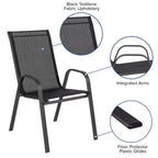 Merrick Lane Lot de 4 chaises de patio empilables Manado en métal avec matériau Flex Comfort