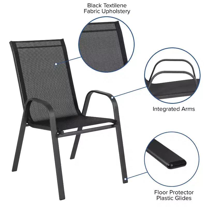 Merrick Lane Lot de 4 chaises de patio empilables Manado en métal avec matériau Flex Comfort