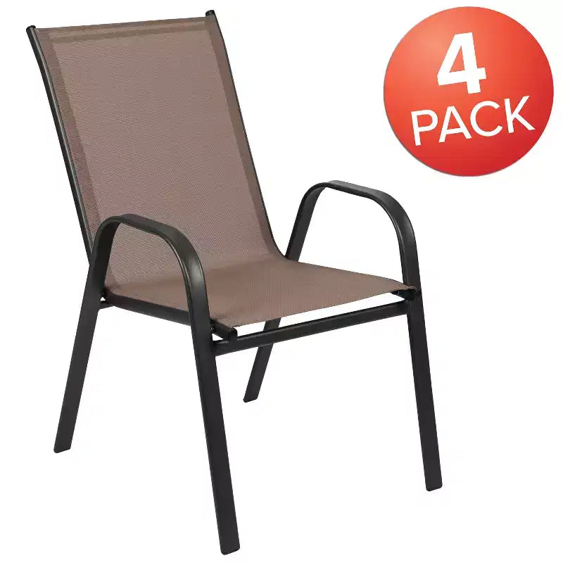 Merrick Lane Lot de 4 chaises de patio empilables Manado en métal avec matériau Flex Comfort