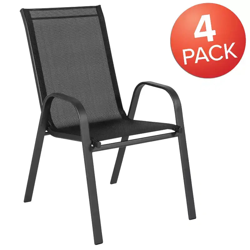 Merrick Lane Lot de 4 chaises de patio empilables Manado en métal avec matériau Flex Comfort