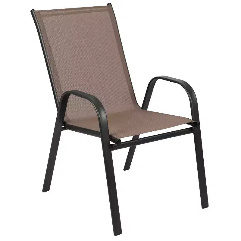 Merrick Lane Lot de 4 chaises de patio empilables Manado en métal avec matériau Flex Comfort