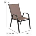 Merrick Lane Lot de 4 chaises de patio empilables Manado en métal avec matériau Flex Comfort