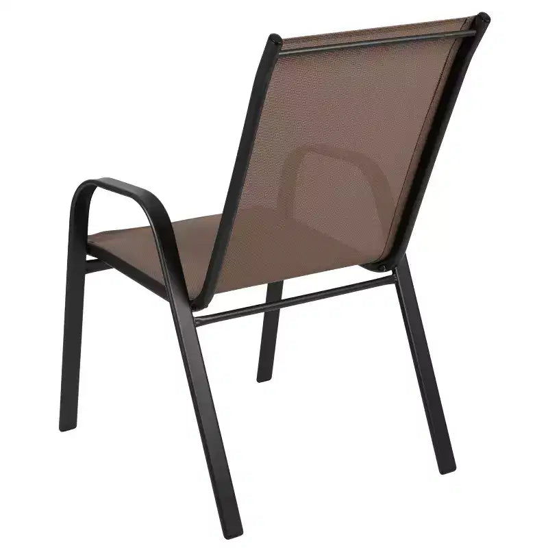 Merrick Lane Lot de 4 chaises de patio empilables Manado en métal avec matériau Flex Comfort