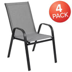 Merrick Lane Lot de 4 chaises de patio empilables Manado en métal avec matériau Flex Comfort