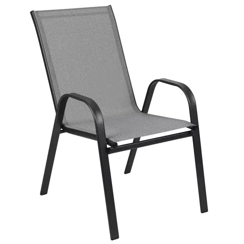 Merrick Lane Lot de 4 chaises de patio empilables Manado en métal avec matériau Flex Comfort