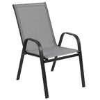 Merrick Lane Lot de 4 chaises de patio empilables Manado en métal avec matériau Flex Comfort