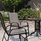 Merrick Lane Lot de 4 chaises de patio empilables Manado en métal avec matériau Flex Comfort