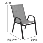 Merrick Lane Lot de 4 chaises de patio empilables Manado en métal avec matériau Flex Comfort