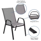 Merrick Lane Lot de 4 chaises de patio empilables Manado en métal avec matériau Flex Comfort