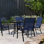 Merrick Lane Lot de 4 chaises de patio empilables Manado en métal avec matériau Flex Comfort