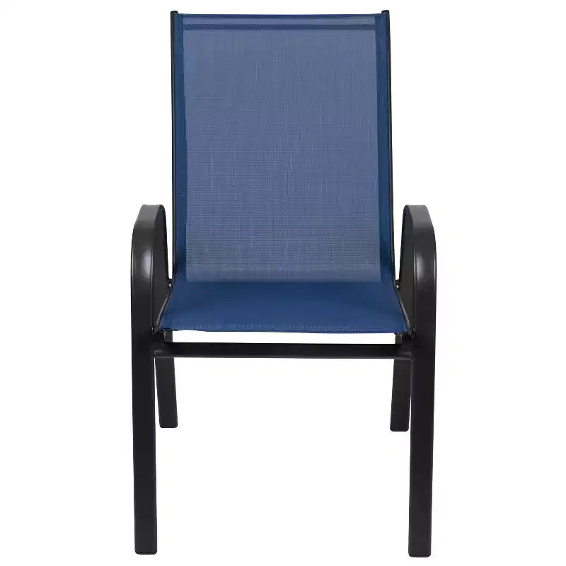 Merrick Lane Lot de 4 chaises de patio empilables Manado en métal avec matériau Flex Comfort