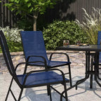 Merrick Lane Lot de 4 chaises de patio empilables Manado en métal avec matériau Flex Comfort