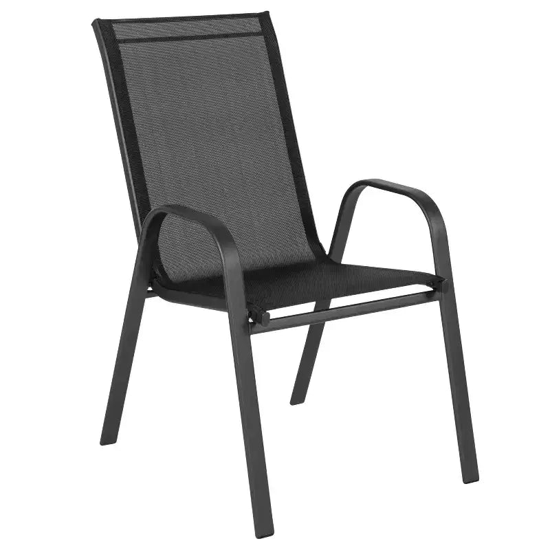 Merrick Lane Lot de 4 chaises de patio empilables Manado en métal avec matériau Flex Comfort