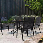 Merrick Lane Lot de 4 chaises de patio empilables Manado en métal avec matériau Flex Comfort
