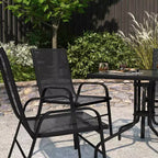 Merrick Lane Lot de 4 chaises de patio empilables Manado en métal avec matériau Flex Comfort