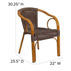 Sedia impilabile da esterni in rattan Merrick Lane serie Esna con telaio in alluminio effetto bambù e braccioli integrati