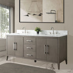 Mobile lavabo doppio Vanity Art 72 per bagno con piano in marmo composito