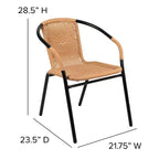 Sedia impilabile da ristorante Emma and Oliver 4 Pack in Rattan per interni ed esterni con schienale curvo