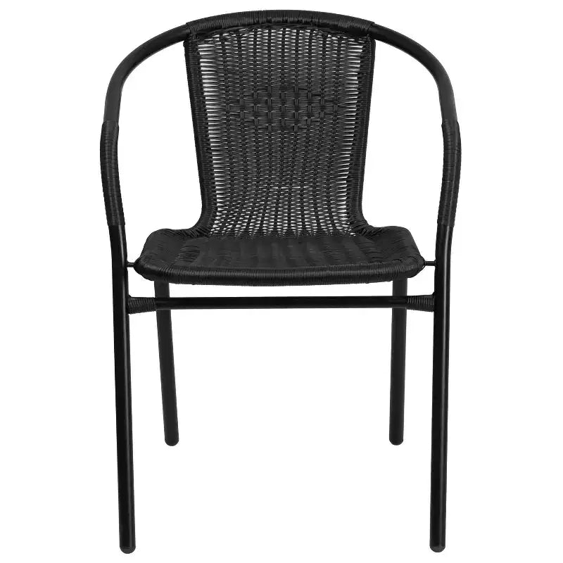 Sedia impilabile da ristorante Emma and Oliver 4 Pack in Rattan per interni ed esterni con schienale curvo