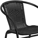 Sedia impilabile da ristorante Emma and Oliver 4 Pack in Rattan per interni ed esterni con schienale curvo