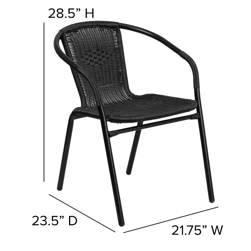 Sedia impilabile da ristorante Emma and Oliver 4 Pack in Rattan per interni ed esterni con schienale curvo