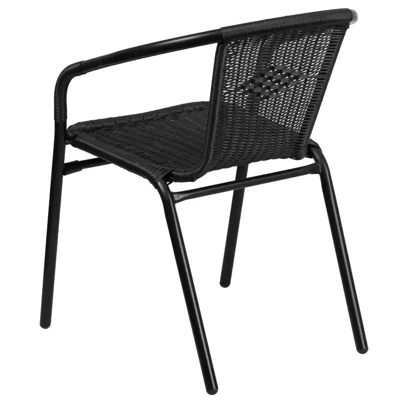 Sedia impilabile da ristorante Emma and Oliver 4 Pack in Rattan per interni ed esterni con schienale curvo