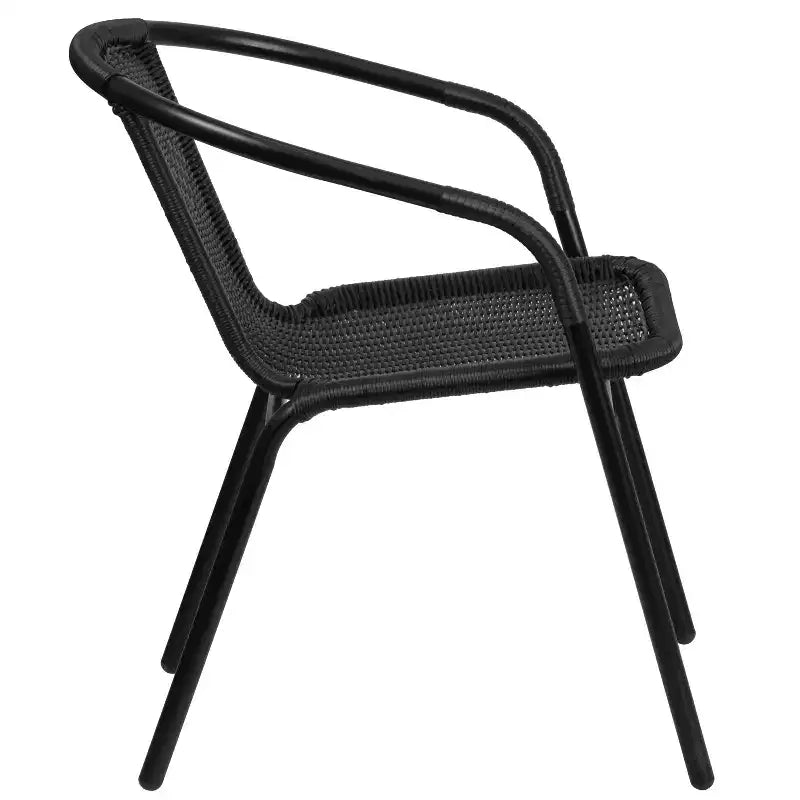Sedia impilabile da ristorante Emma and Oliver 4 Pack in Rattan per interni ed esterni con schienale curvo