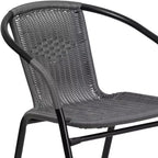 Sedia impilabile da ristorante Emma and Oliver 4 Pack in Rattan per interni ed esterni con schienale curvo