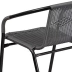 Sedia impilabile da ristorante Emma and Oliver 4 Pack in Rattan per interni ed esterni con schienale curvo