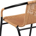 Sedia impilabile da ristorante Emma and Oliver 4 Pack in Rattan per interni ed esterni con schienale curvo