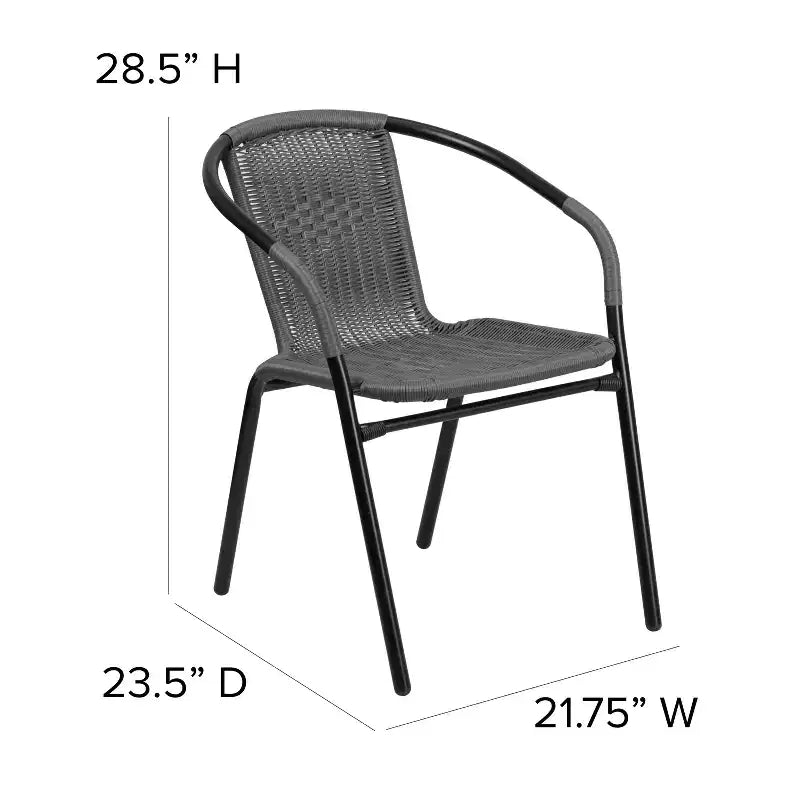 Sedia impilabile da ristorante Emma and Oliver 4 Pack in Rattan per interni ed esterni con schienale curvo