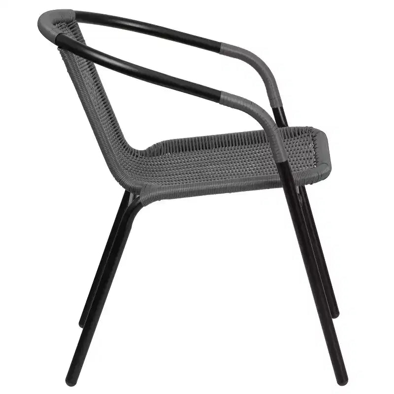 Sedia impilabile da ristorante Emma and Oliver 4 Pack in Rattan per interni ed esterni con schienale curvo