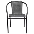 Sedia impilabile da ristorante Emma and Oliver 4 Pack in Rattan per interni ed esterni con schienale curvo