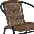 Sedia impilabile da ristorante Emma and Oliver 4 Pack in Rattan per interni ed esterni con schienale curvo