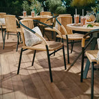 Sedia impilabile da ristorante Emma and Oliver 4 Pack in Rattan per interni ed esterni con schienale curvo