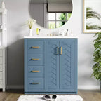 Mobile bagno singolo da 76 cm con lavabo, armadietto e 3 cassetti – Nero / Blu / Verde / Indaco / Bianco