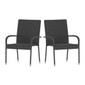 Flash Furniture Maxim Indoor/Outdoor Wicker Dining Chairs with Fade & Weather-Resistant Steel Frames for Patio and Deck