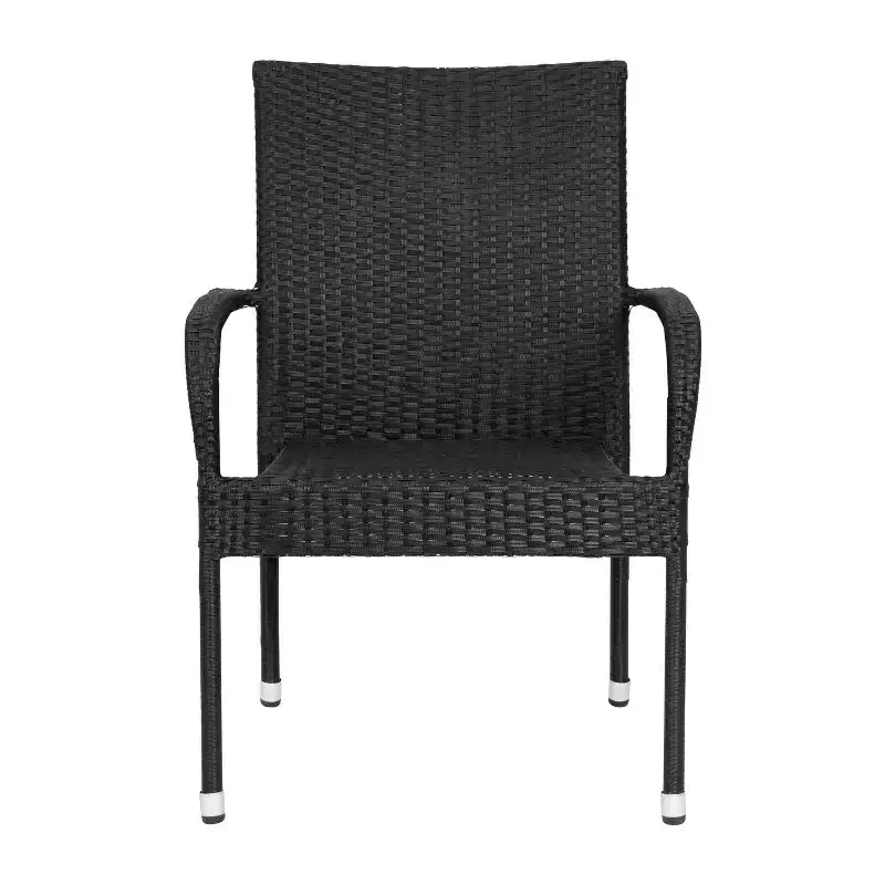 Sedie da pranzo in vimini Flash Furniture Maxim per interni/esterni con telaio in acciaio resistente allo sbiadimento e alle intemperie per patio e ponte
