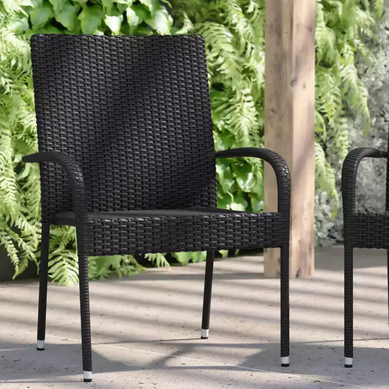 Sedie da pranzo in vimini Flash Furniture Maxim per interni/esterni con telaio in acciaio resistente allo sbiadimento e alle intemperie per patio e ponte